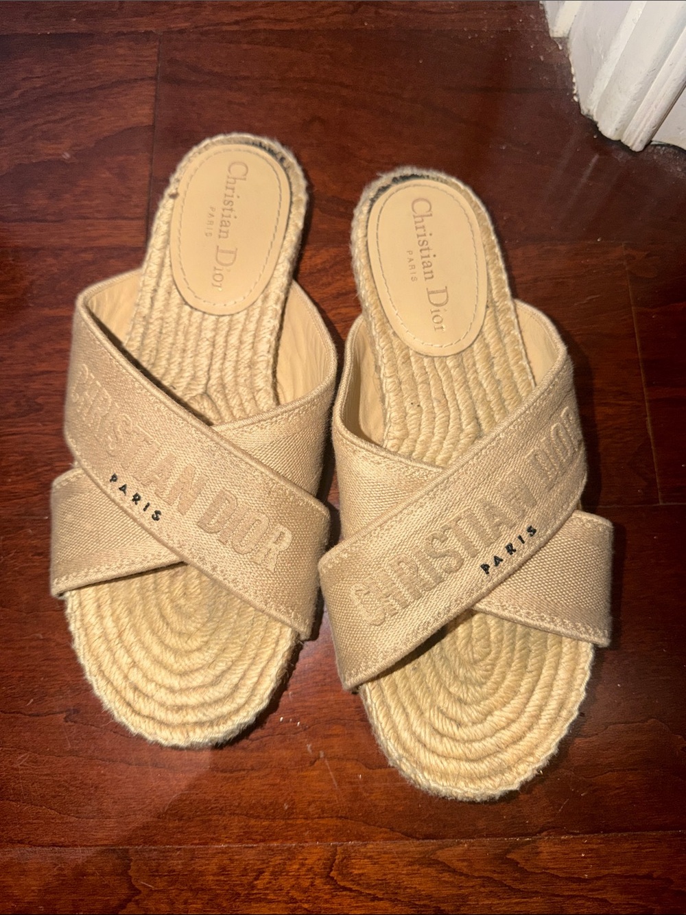 Dior Beige Espadrille Slide Sandals SIZE 38